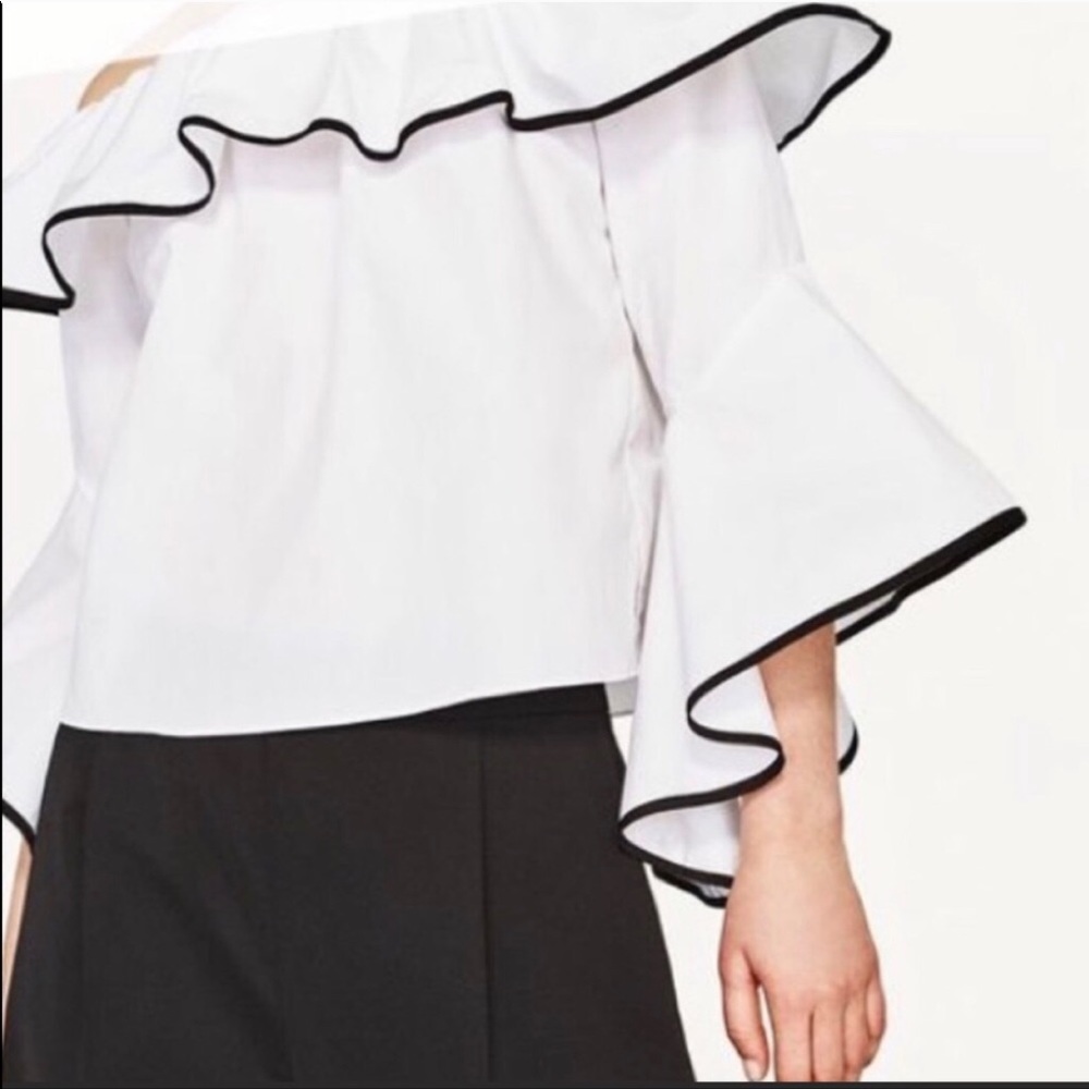 Zara Basic Collection White Off Shoulder Top. - image 3
